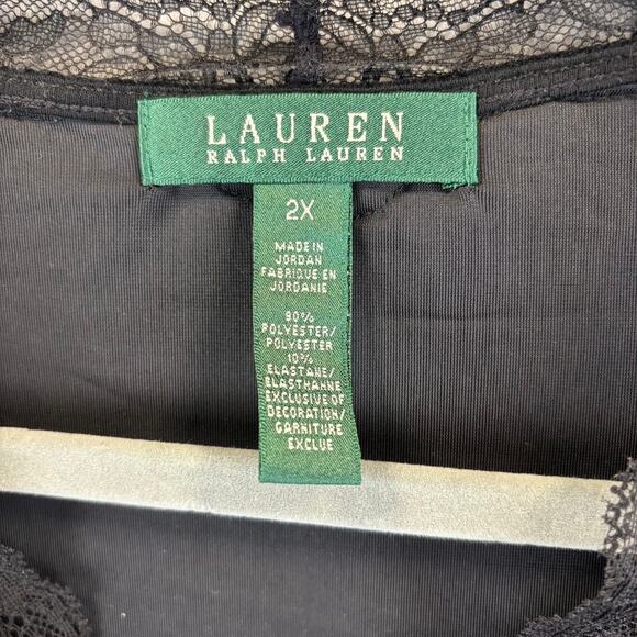 Ralph Lauren Velvet Blouse Womens 2X Black Trim Faux Wrap Business Office LRL - Picture 3 of 7